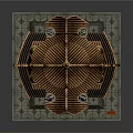 Cartoon Style Traditional Chinese Temple With Red Gold Decorations Stone Lions And Multi Layered Roofs