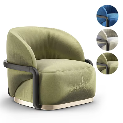 Green Velvet Single Sofa With Black Armrests And Gold Base In Various Colors 3d model