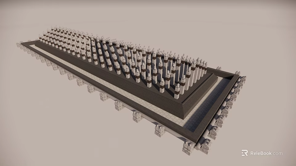 Classical Garden Ornaments With Multi Tiered Platform And Neatly Arranged Columns 3d model