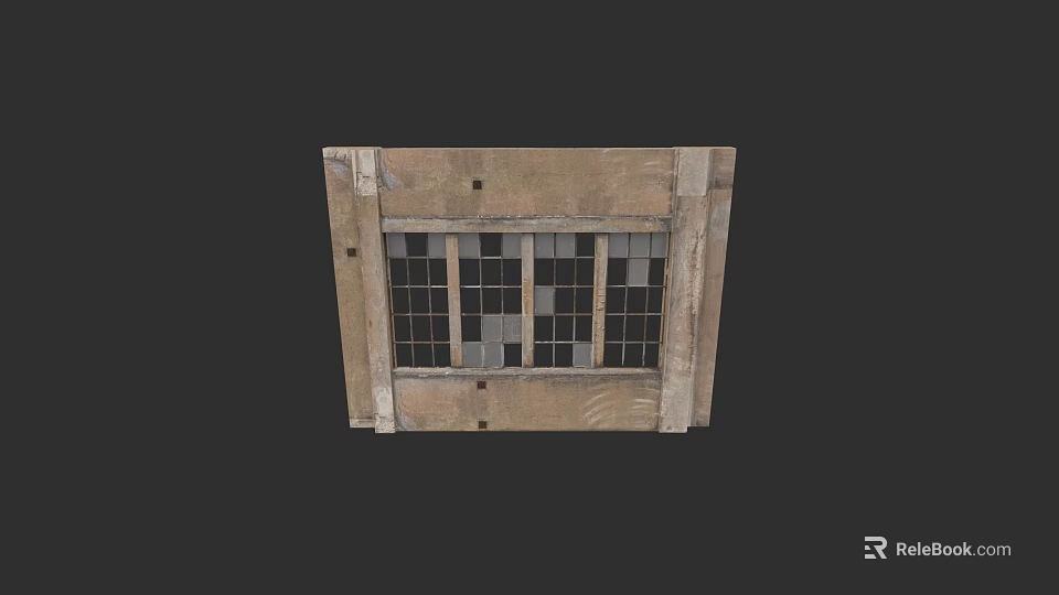 Vintage Carved Lattice Window With Intricate Patterns And Stone Frame 3d model