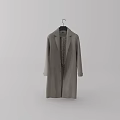 Stylish Gray Long Coat Hanging on Hanger with Patterned Inner Top 3d model