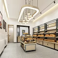Sweet Shop Interior With Shelves Displaying Various Desserts And Warm Lighting