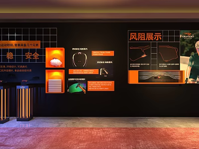 Event Display Wall With Wind Resistance Display Safety Info Orange Panels Charts And Product 3d model