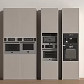 Modern Built in Kitchen Appliances With Light Gray Cabinets Oven And Microwave