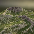 Mountain Garden Landscape With Green Vegetation And Rocky Natural Terrain