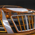 Sleek White Concept Sports Car with Orange Frame and Streamlined Futuristic Design