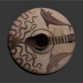 Ancient Earthenware Jug With Dolphin Motif Pink Red Patterns Curved Spout And Decorative Handle