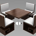 Modern Wooden Table And Chair Set With White Cushioned Seats And Minimalist Design