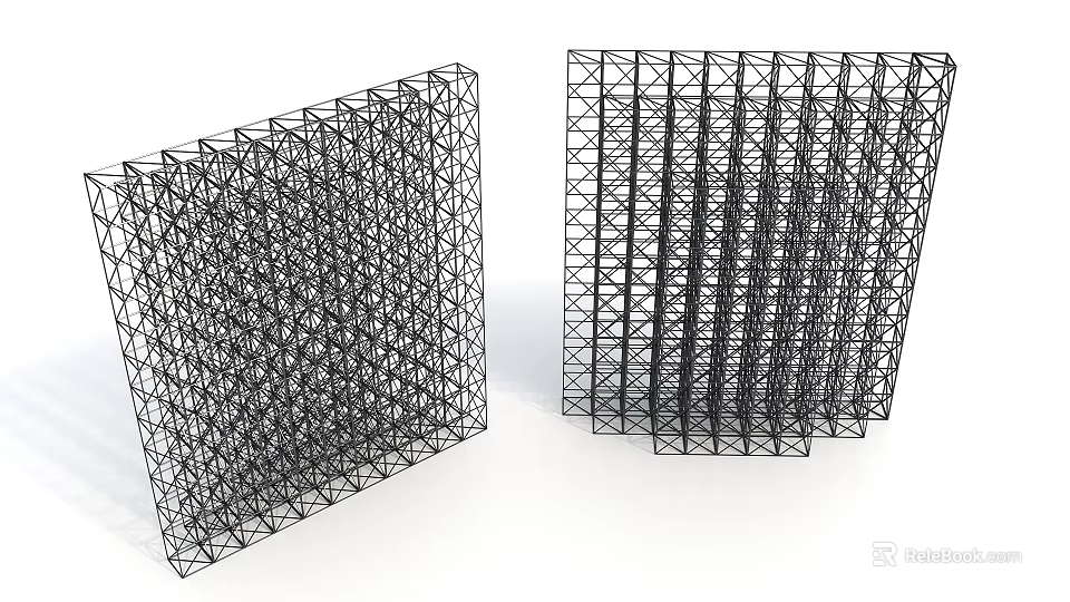 Stage Truss Structure with Black Grid Design And Metal Framework Elements 3d model 