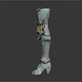 Silver Armor Boots Featuring Intricate Golden Decorations And Shiny Metallic Design