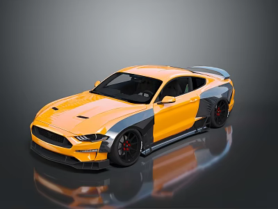 Modern Sleek Yellow Sports Car With Gray Accents Black Wheels And Red Brake Calipers 3d model