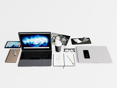 Modern Desk Decoration Laptop Digital Equipment model