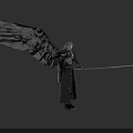 Mysterious Character With Black Wings And Long Sword In Black Robe