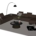 Modern sofa coffee table combination 3d model