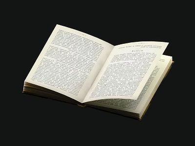 Open Book Displaying Text Filled Pages With Clear Content On Black Background 3d model