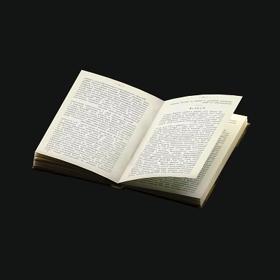 Open Book Displaying Text Filled Pages With Clear Content On Black Background 3d model