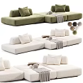 Modern Sectional Sofa with Pillows and Throws in Multiple Colors 3d model