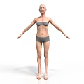Woman in Grey Underwear Standing with Arms Outstretched 3D Model on White Background