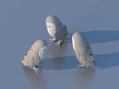 Grey Fabric Bird Decorative Household Items for Home Decoration Set of Three 3d model