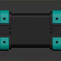 Black Computer Case with Turquoise Protective Corners and Sleek Modern Design