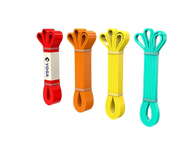 Colorful Sports Equipment Straps In Red Orange Yellow And Teal 3d model