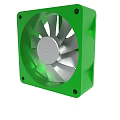 Cooling Fan Design With Green Housing And Rotating Gray Blades