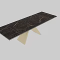 Modern Luxury Dining Table Set With Dark Marble Tabletop And Gold Geometric Metal Legs