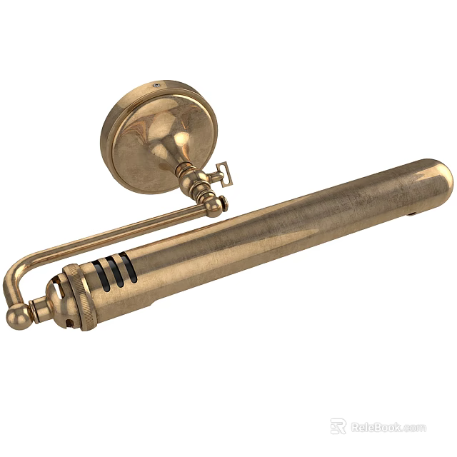 Brass Wall Lamp With Classic Design Round Base And Long Cylindrical Body 3d model 