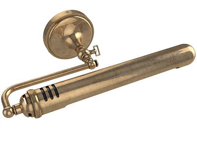 Brass Wall Lamp With Classic Design Round Base And Long Cylindrical Body 3d model