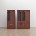 Office Brown Wooden File Cabinets With Upper Glass Doors And Lower Cabinet Doors