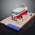 modern bus pixel bus minibus minivan 3d model