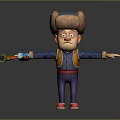 Cartoon Character Figure With Brown Hat Blue Shirt Purple Pants Red Shoes And Colorful Horn