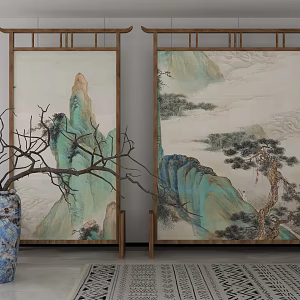 new chinese style screen 3d model