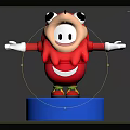 Red Cartoon Character With Open Arms And Smiling Expression Standing On Blue Base 3d model
