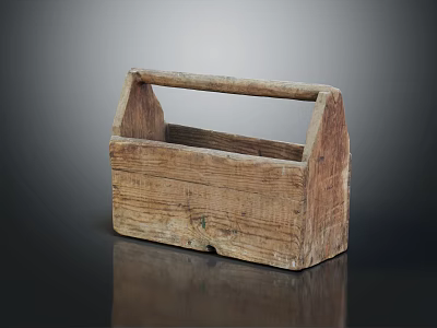 Vintage Rustic Wooden Box With Handle And Natural Wood Grain Texture Design 3d model
