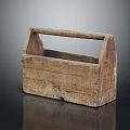 Vintage Rustic Wooden Box With Handle And Natural Wood Grain Texture Design