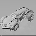 White Futuristic Concept Car 3D Model With Bold Design And Large Wheels