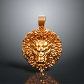 Golden Lion Head Pendant With Intricate Mane Design For Daily Wear