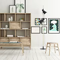 Nordic Bookcase Decorative Rack 3d model