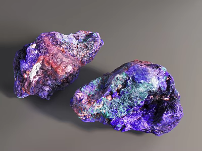 Colorful Rockery Stones with Purple Red Green Shiny Textured Surfaces for Garden Decoration 3d model