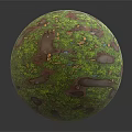 Decorative Green Brown Sphere With Mossy Rock Like Surface Texture 3d model