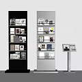 Modern Display Racks With Books And Magazines In Black And Silver Design