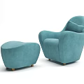 Cozy Teal Upholstered Single Armchair with Matching Ottoman Modern Design