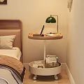 Wooden Three Leaf Clover Shaped Side Table With Laptop Table Lamp Magazines And Storage Basket