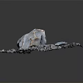 Natural Stone Display With Large White Stone And Small Pebbles On Dark Background
