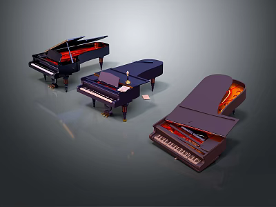 Creative Musical Instruments and Art Supplies Including Piano Brushes Acrylic Paints and Sketch Boards 3d model