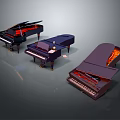 Creative Musical Instruments and Art Supplies Including Piano Brushes Acrylic Paints and Sketch Boards