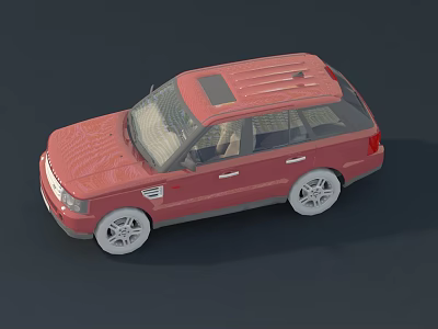 Red Luxury SUV With Roof Rack And White Alloy Wheels Exterior Design 3d model
