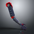 Futuristic Robot Character Arm With Red Joints And Metallic Mechanical Design