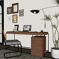 Modern Desk Office Desk Middle Ancient 3d model